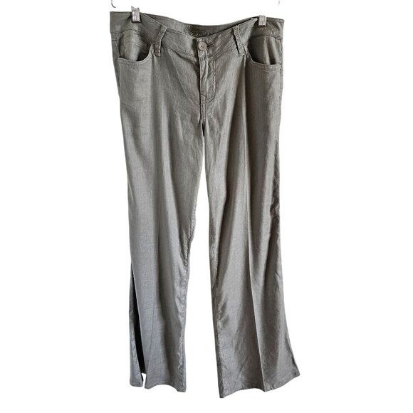 Level 99 Woman Size 29 Newport Wide Leg Pant Linen Blend Sage Green Versatile - Picture 1 of 9